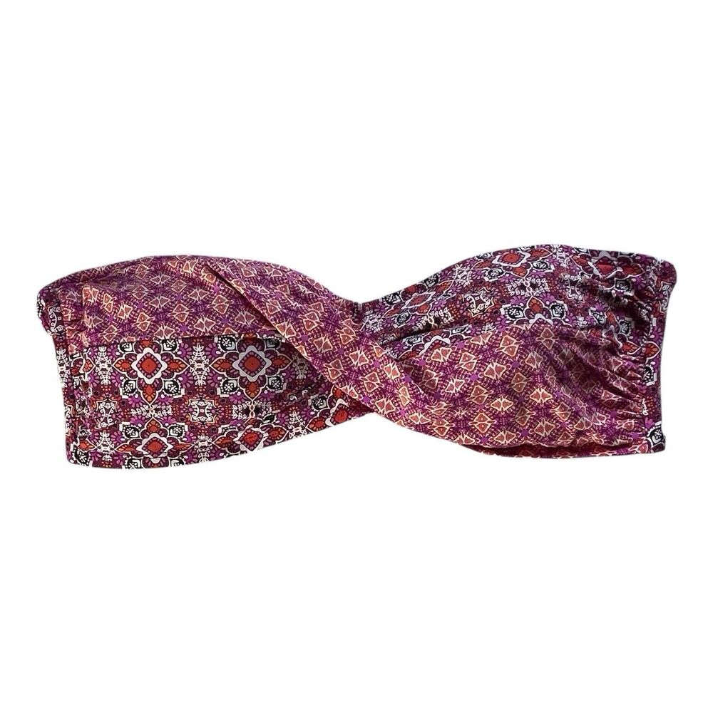 Lauren Ralph Swim Top 16 Bandeau Ruched Padded Boho Pink Strapless Bikini